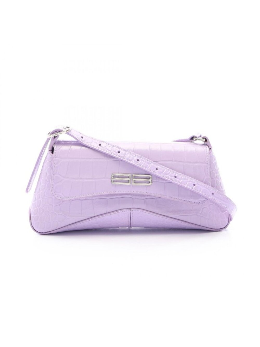 Balenciaga Shoulder Bag XX Small Flap Cross Croco Embossed Lavender Leather
